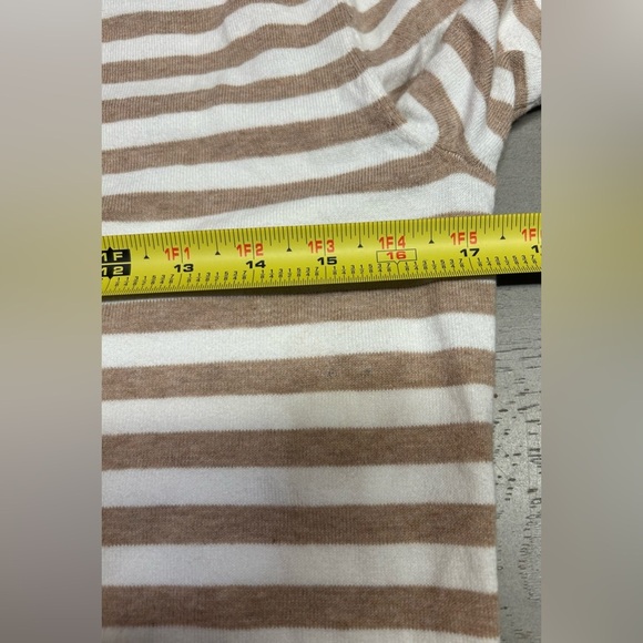 Tommy‎ Hilfiger Sweater Womens Medium Beige Striped Long Sleeve Turtle Neck Top - Picture 7 of 13